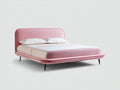 Lit double - Velours-Métal - 215 x 175 x 110 cm - Rose-Rouge-Noir - Style contemporain
