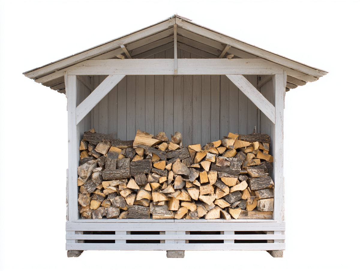 Abri à bûches - Bois - 175 x 75 x 175 cm - Blanc-Gris clair - Style rustique