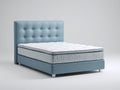 Lit double - Tissu - 215 x 175 x 120 cm - Bleu - Style contemporain capitonné