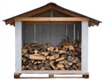 Abri à bûches - Bois - 165 x 75 x 170 cm - Blanc-Gris-Bois naturel - Style rustique