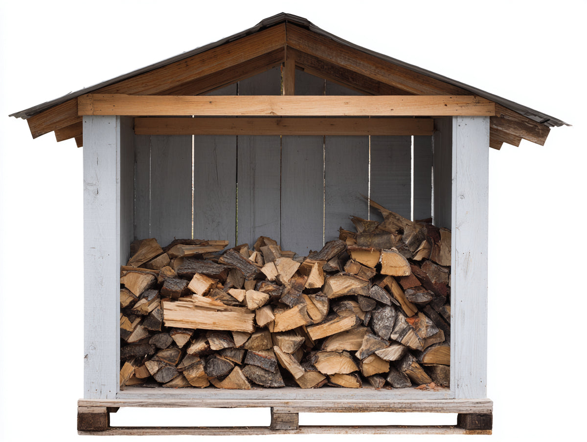 Abri à bûches - Bois - 165 x 75 x 170 cm - Blanc-Gris-Bois naturel - Style rustique