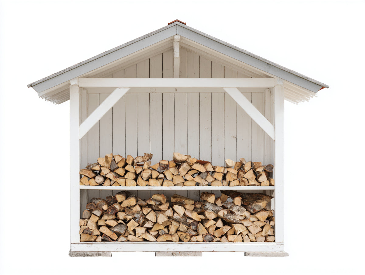 Abri à bûches - Bois - 160 x 70 x 175 cm - Blanc-Gris - Style traditionnel
