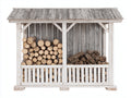 Abri à bûches - Bois - 210 x 75 x 165 cm - Blanc vieilli-Gris - Style rustique