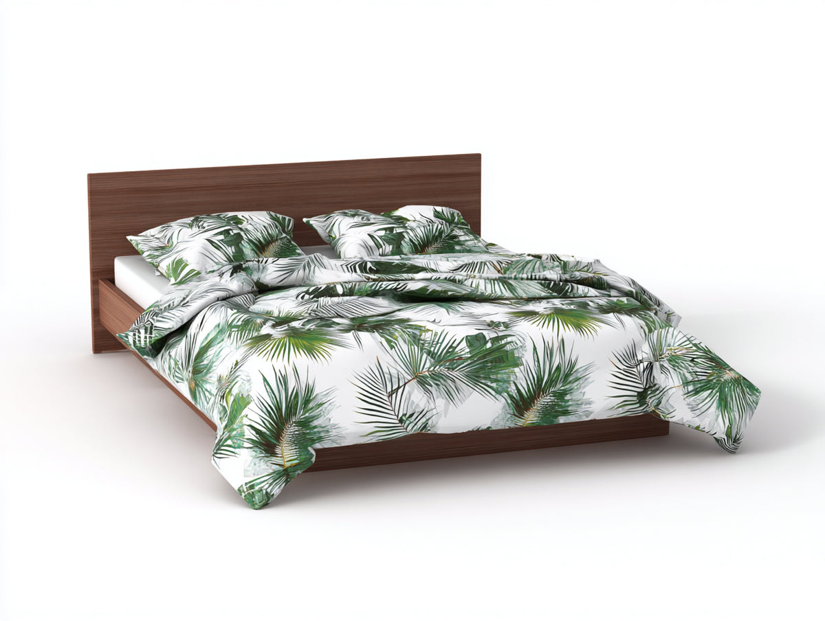 Lit double - Bois - 211 x 171 x 102 cm - Noyer - Style moderne minimaliste