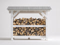 Abri à bûches - Bois - 180 x 65 x 155 cm - Blanc-Gris - Style moderne