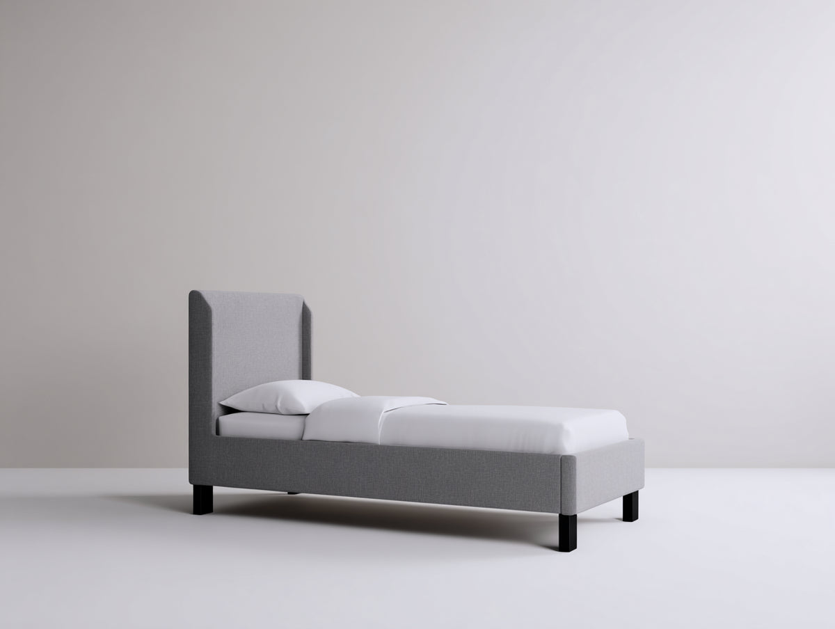 Lit simple - Tissu - 205 x 100 x 105 cm - Gris - Style minimaliste