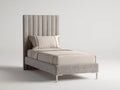 Lit simple - Tissu - 210 x 100 x 120 cm - Beige clair - Style moderne