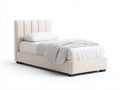 Lit simple - Tissu-Bois - 205 x 100 x 115 cm - Blanc cassé - Style moderne