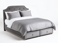 Lit double - Velours-Bois-Métal - 215 x 175 x 125 cm - Gris-Argent - Style classique chic