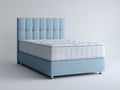 Lit double - Tissu-Métal - 211 x 171 x 119 cm - Bleu clair-Argent - Style contemporain capitonné