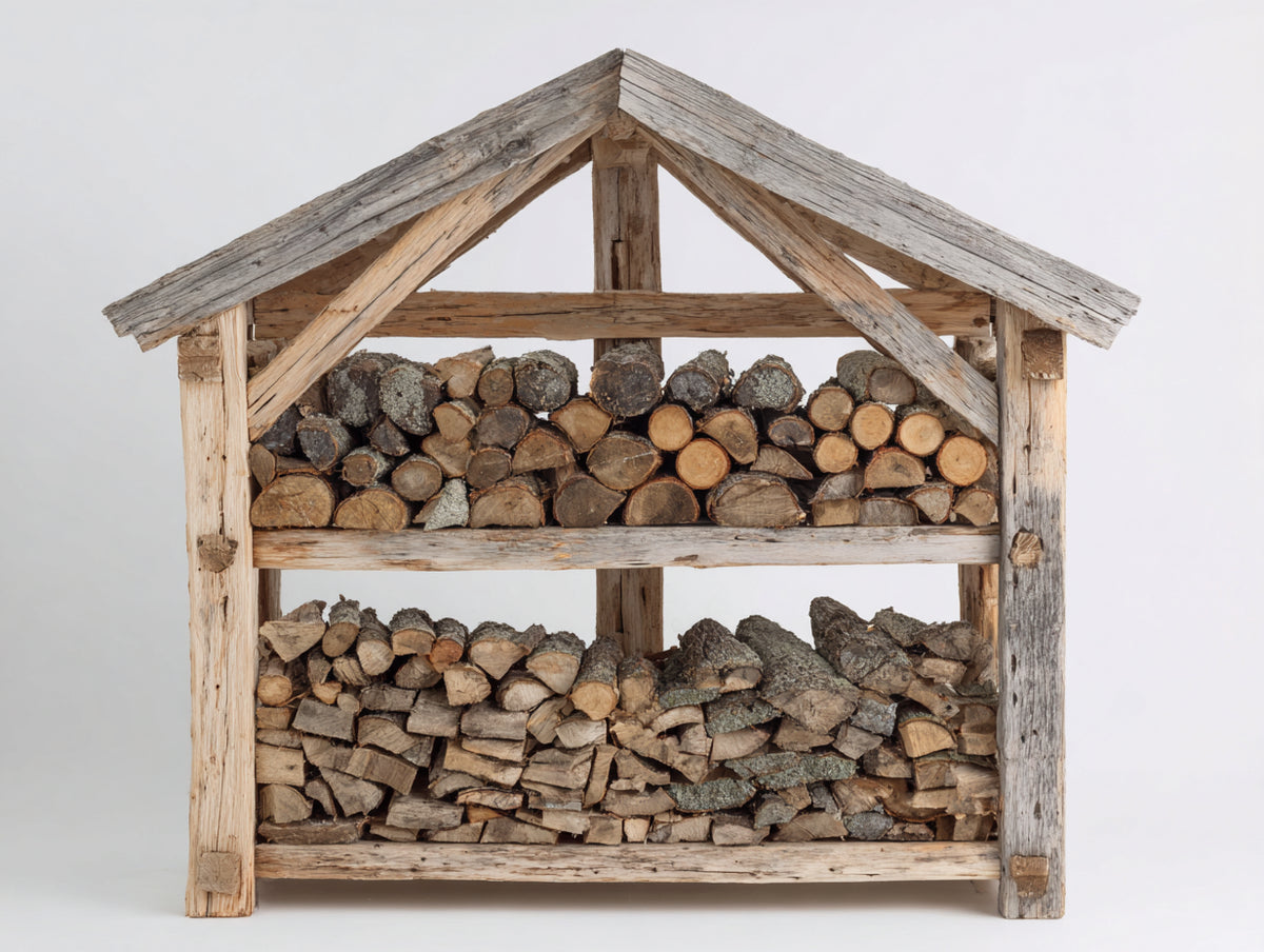 Abri à bûches - Bois - 150 x 60 x 150 cm - Bois naturel - Style rustique