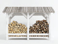 Abri à bûches - Bois - 190 x 70 x 150 cm - Blanc-Bois naturel - Style rustique