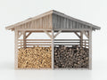 Abri à bûches - Bois - 230 x 85 x 180 cm - Bois naturel-Gris - Style rustique