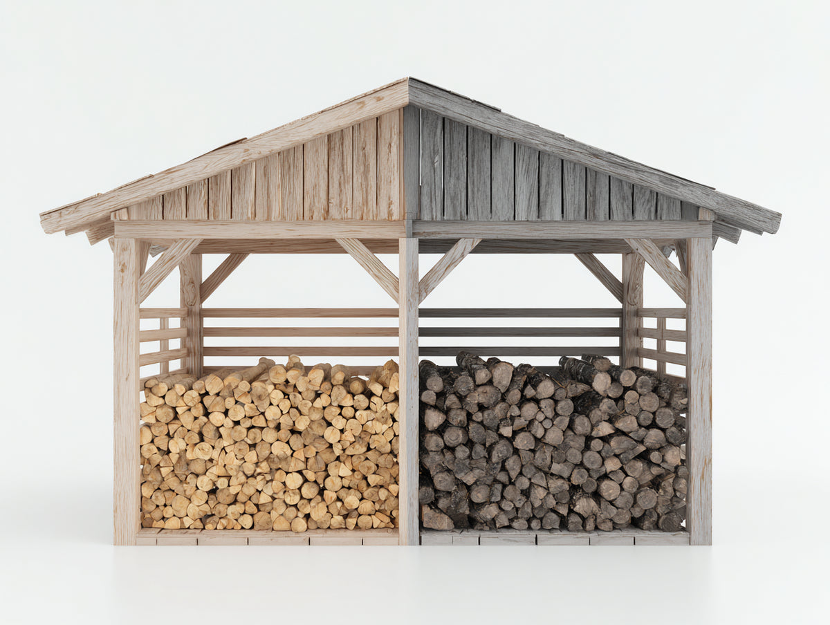 Abri à bûches - Bois - 230 x 85 x 180 cm - Bois naturel-Gris - Style rustique