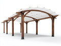 Tonnelle de jardin - Bois-Métal-Textile - 600x300x250 cm - Marron-Blanc - Style contemporain