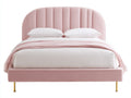 Lit double - Velours-Métal - 212 x 172 x 118 cm - Rose-Doré - Style contemporain