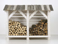 Abri à bûches - Bois - 170 x 65 x 150 cm - Blanc vieilli-Gris - Style campagne