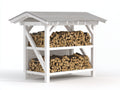 Abri à bûches - Bois - 185 x 75 x 170 cm - Blanc-Gris - Style rustique