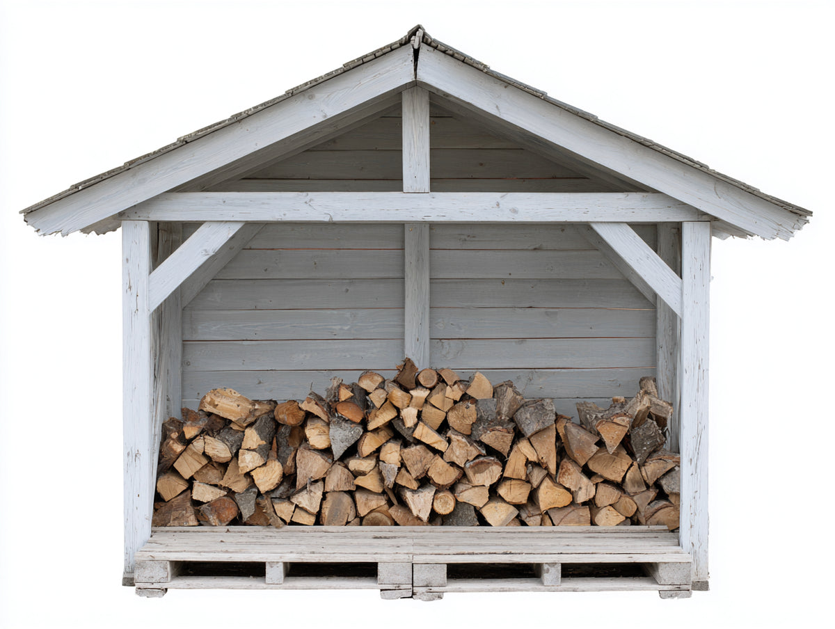 Abri à bûches - Bois - 180 x 75 x 175 cm - Blanc-Gris clair - Style rustique