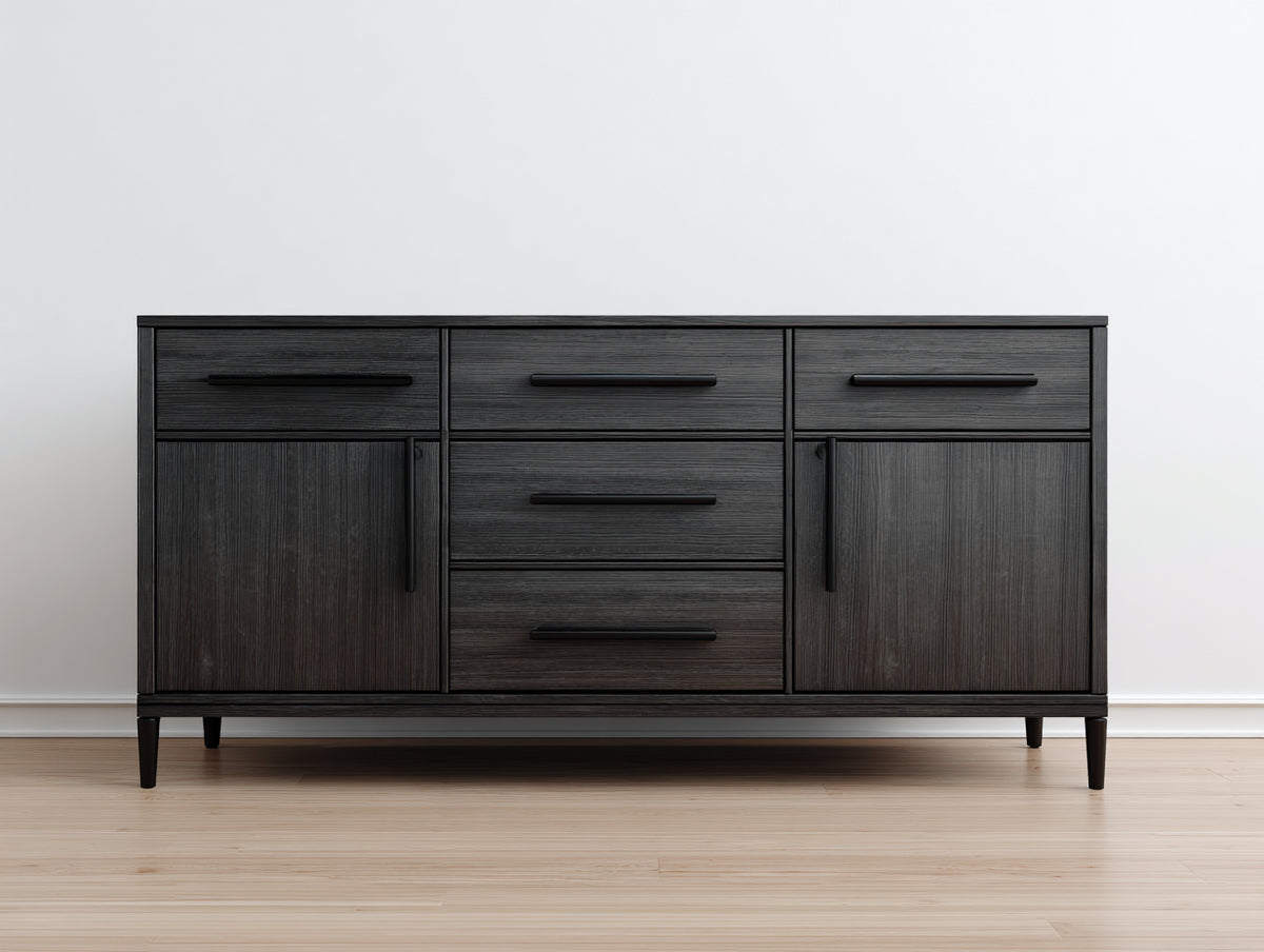 Meuble d'entrée - Bois d'ingénierie-Métal - 165 x 42 x 85 cm - Noir - Style contemporain