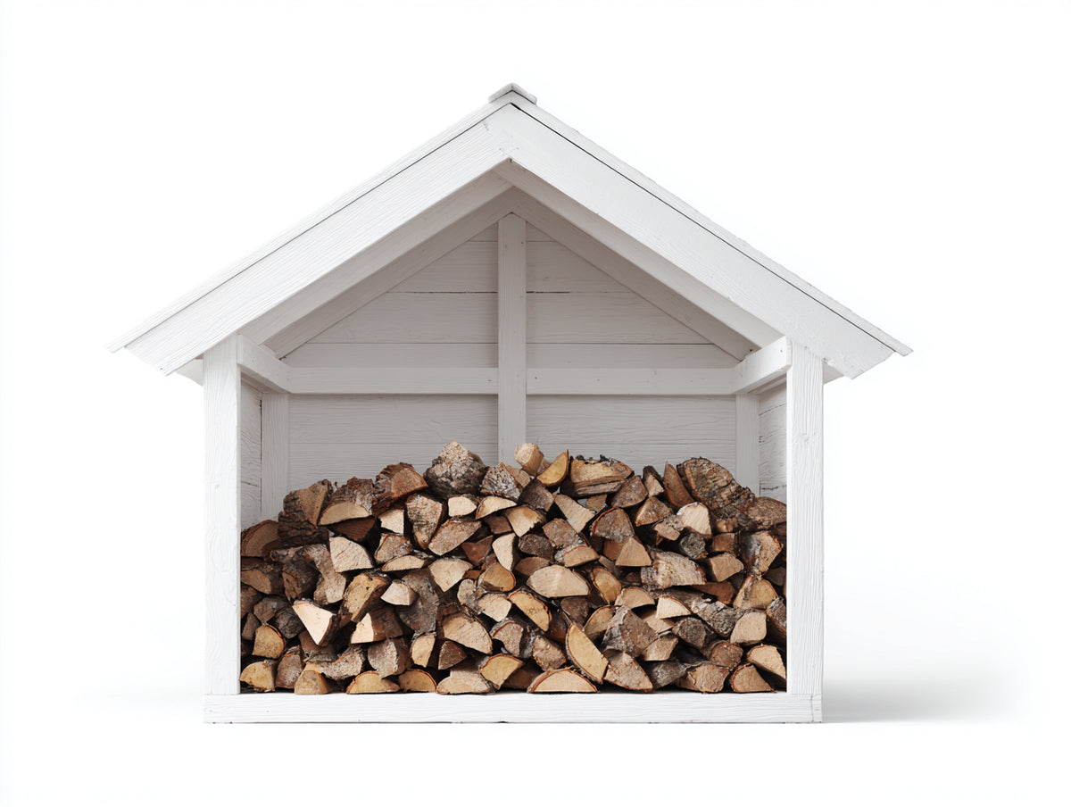 Abri à bûches - Bois - 120 x 55 x 125 cm - Blanc - Style classique